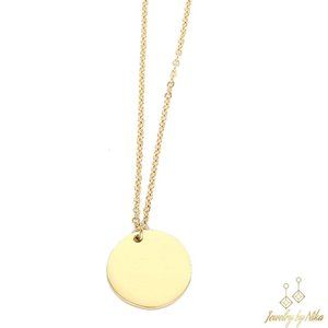 NEW 14K Yellow Gold Sunlight Boho Minimalist Disc Pendant Luxury Necklace